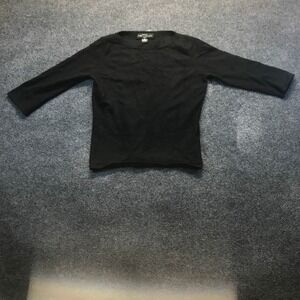Bloomingdale's Petite Concepts Sweater Womens PM Black 100% Cashmere Boatneck